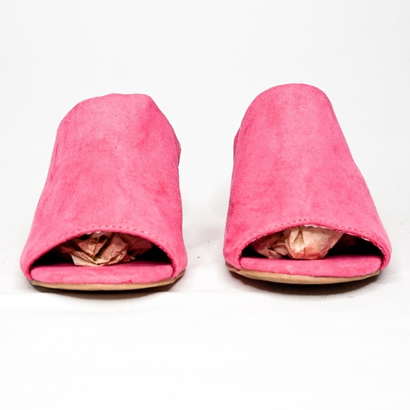 GAP Open-Toe Pink Block Heel Faux Suede 6 NWOT - Picture 4 of 8